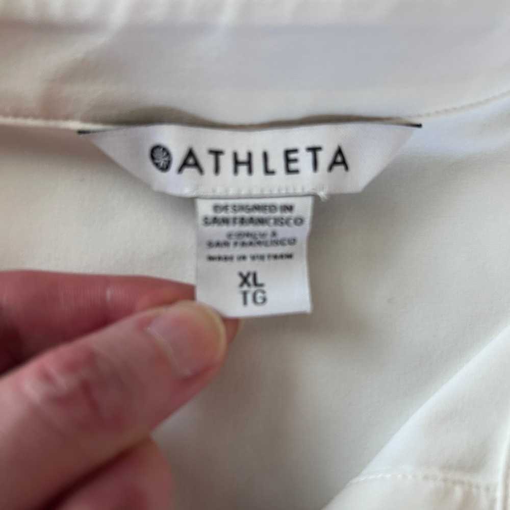 Athleta Urbanite White Long Sleeve Button Down Shirt Women XL Travel Stretch - Picture 5 of 5